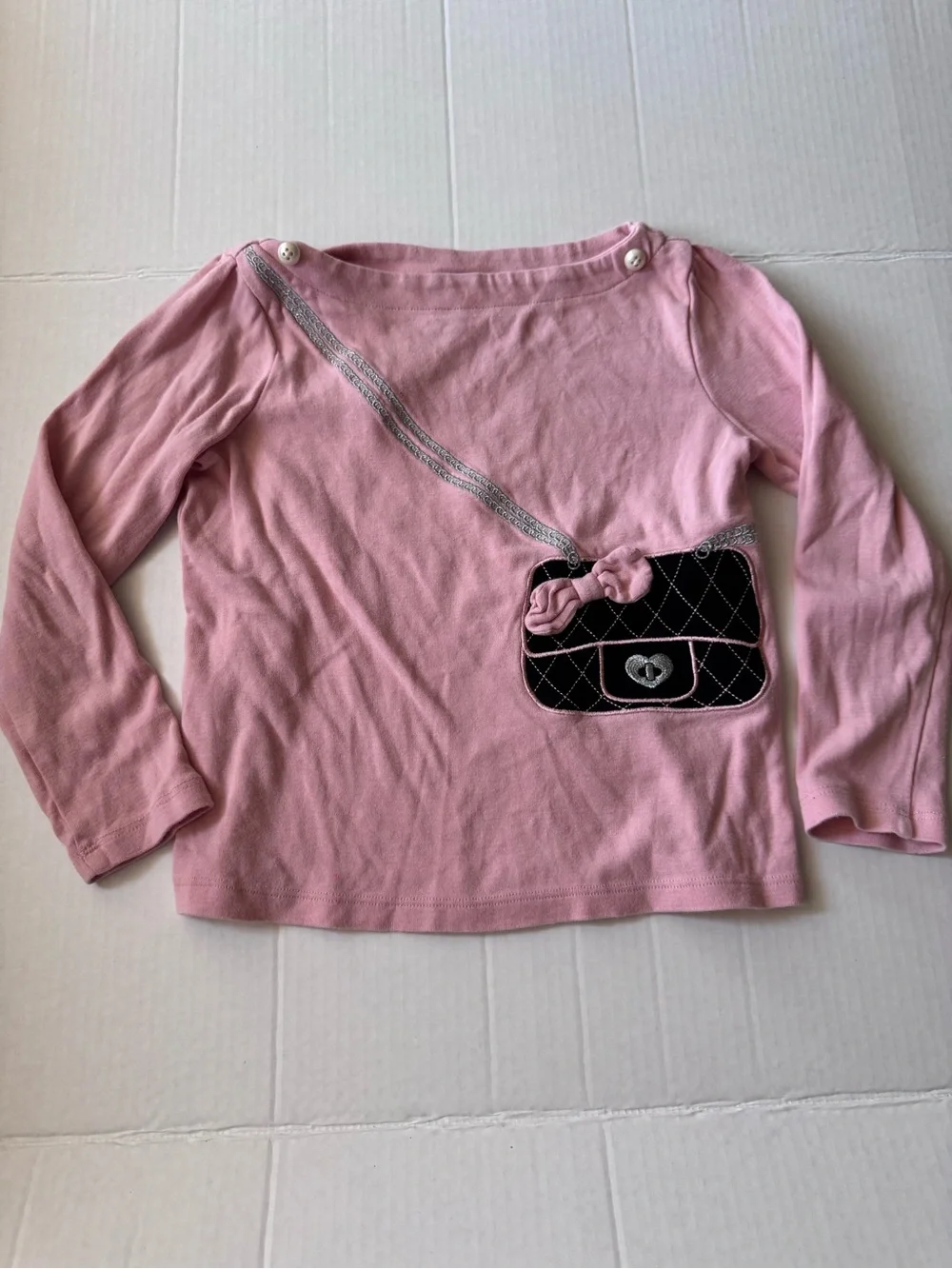 Gymboree Pink Long Sleeve Top with Purse Appliqué